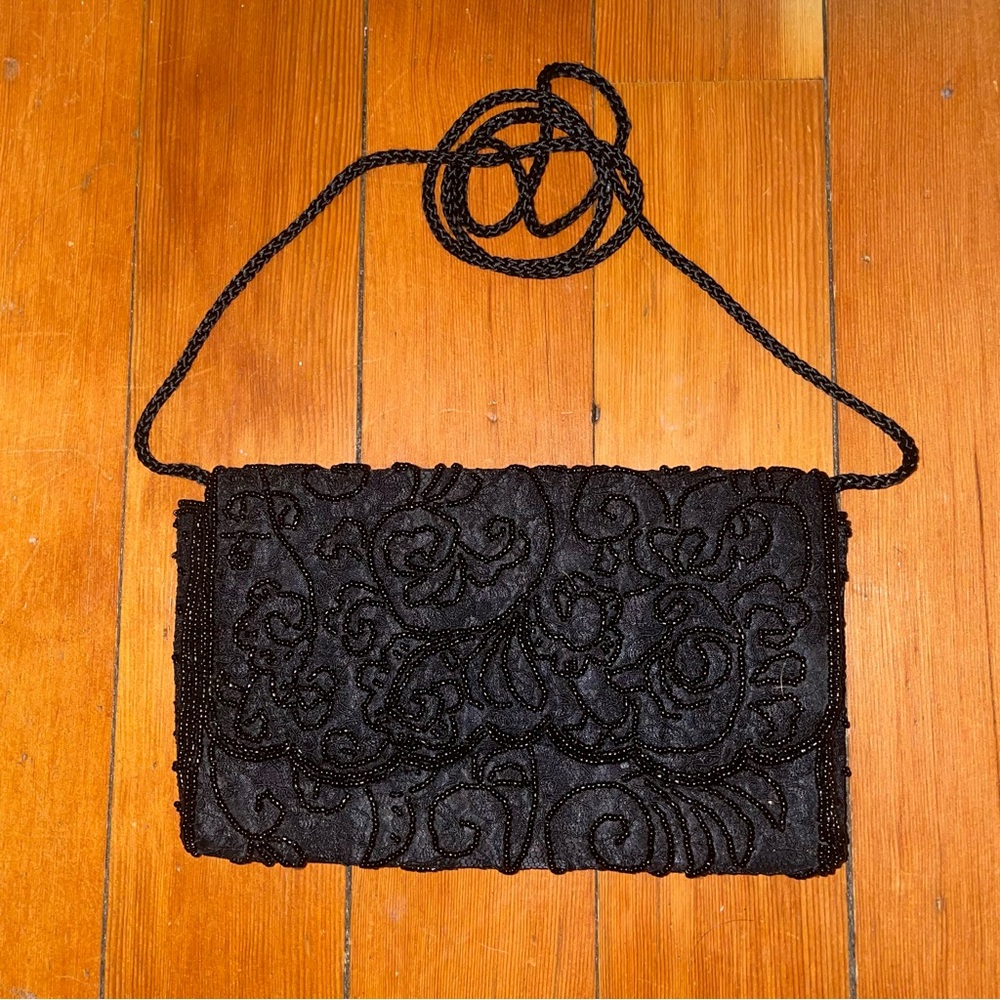 Vintage Hand-Beaded Lace Evening Bag
